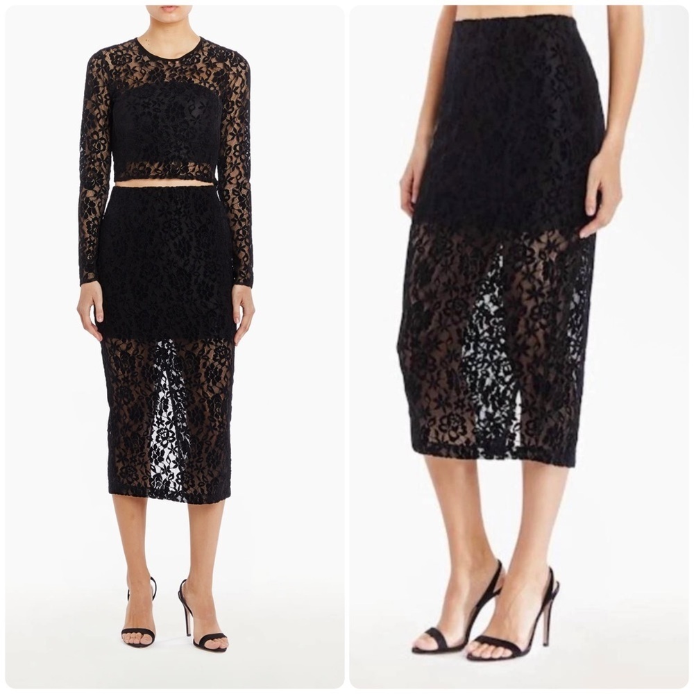 New! Amanda Uprichard x Revolve Kismet Black Floral Lace Skirt 🖤 XS NWT!